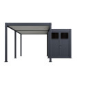 Pergola bioclimatique autoportante en alu anthracite - lames blanches - 3x6m + abri 6m² - Ombrea VS