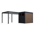 Pergola bioclimatique autoportante en alu anthracite - lames blanches - 3x6m + abri 6m² - Ombrea VS
