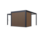 Pergola bioclimatique autoportante en alu anthracite - lames blanches - 3x6m + abri 6m² - Ombrea VS