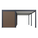 Pergola bioclimatique autoportante en alu anthracite - lames blanches - 3x6m + abri 6m² - Ombrea VS