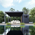 Pergola bioclimatique autoportante en alu anthracite 4x6m + abri 6m² - Ombrea VS