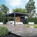 Pergola bioclimatique autoportante en alu anthracite 4x6m + abri 6m² - Ombrea VS