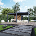Pergola bioclimatique autoportante en alu anthracite 4x6m + abri 6m² - Ombrea VS