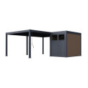 Pergola bioclimatique autoportante en alu anthracite 4x6m + abri 6m² - Ombrea VS
