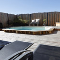 Piscine bois octogonale 350x500cm - liner bleu - Caraïbes - UBBINK