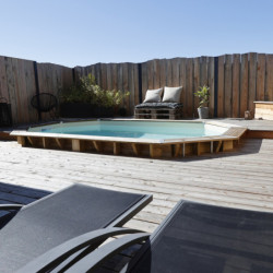 Piscine bois octogonale 350x500cm - liner beige - Caraïbes - UBBINK
