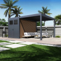 Pergola bioclimatique autoportante en alu anthracite 3x4m + abri 8m² - Ombrea VS