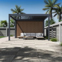 Pergola bioclimatique autoportante en alu anthracite 3x4m + abri 8m² - Ombrea VS