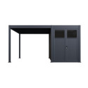 Pergola bioclimatique autoportante en alu anthracite 3x4m + abri 8m² - Ombrea VS