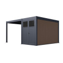 Pergola bioclimatique autoportante en alu anthracite 3x4m + abri 8m² - Ombrea VS