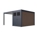 Pergola bioclimatique autoportante en alu anthracite - lames blanches - 3x4m + abri 8m² - Ombrea VS