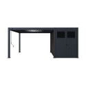 Pergola bioclimatique autoportante en alu anthracite 4x4m + abri 8m² - Ombrea VS