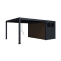 Pergola bioclimatique autoportante en alu anthracite 4x4m + abri 8m² - Ombrea VS