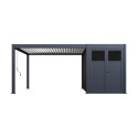 Pergola bioclimatique autoportante en alu anthracite - lames blanches - 4x4m + abri 8m² - Ombrea VS