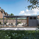 Pergola bioclimatique autoportante en alu anthracite 4x6m + abri 8m² - Ombrea VS