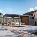 Pergola bioclimatique autoportante en alu anthracite 4x6m + abri 8m² - Ombrea VS
