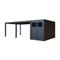 Pergola bioclimatique autoportante en alu anthracite 4x6m + abri 8m² - Ombrea VS