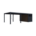 Pergola bioclimatique autoportante en alu anthracite 4x6m + abri 8m² - Ombrea VS