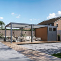 Pergola bioclimatique autoportante en alu anthracite - lames blanches - 4x6m + abri 8m² - Ombrea VS