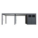 Pergola bioclimatique autoportante en alu anthracite - lames blanches - 4x6m + abri 8m² - Ombrea VS
