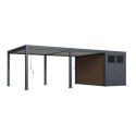 Pergola bioclimatique autoportante en alu anthracite - lames blanches - 4x6m + abri 8m² - Ombrea VS