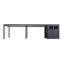 Pergola bioclimatique autoportante en alu anthracite - lames blanches - 4x8m + abri 8m² - Ombrea VS