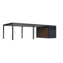 Pergola bioclimatique autoportante en alu anthracite - lames blanches - 4x8m + abri 8m² - Ombrea VS
