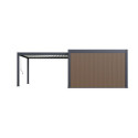 Pergola bioclimatique autoportante en alu anthracite - lames blanches - 4x8m + abri 8m² - Ombrea VS
