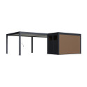 Pergola bioclimatique autoportante en alu anthracite - lames blanches - 4x8m + abri 8m² - Ombrea VS