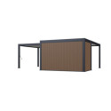 Pergola bioclimatique autoportante en alu anthracite - lames blanches - 4x8m + abri 8m² - Ombrea VS