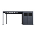 Pergola bioclimatique autoportante motorisée en alu anthracite 3x4m + abri 6m² - ELMO - Ombrea