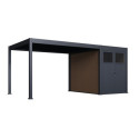 Pergola bioclimatique autoportante motorisée en alu anthracite 3x4m + abri 6m² - ELMO - Ombrea