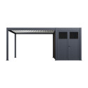 Pergola bioclimatique autoportante motorisée en alu anthracite - lames blanches - 3x4m + abri 6m² - ELMO - Ombrea
