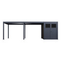 Pergola bioclimatique autoportante motorisée en alu anthracite 3x6m + abri 6m² - ELMO - Ombrea