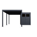 Pergola bioclimatique autoportante motorisée en alu anthracite 3x6m + abri 6m² - ELMO - Ombrea