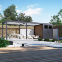 Pergola bioclimatique autoportante motorisée en alu anthracite - lames blanches - 3x6m + abri 6m² - ELMO - Ombrea	