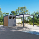 Pergola bioclimatique autoportante motorisée en alu anthracite - lames blanches - 3x6m + abri 6m² - ELMO - Ombrea	