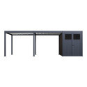 Pergola bioclimatique autoportante motorisée en alu anthracite - lames blanches - 3x6m + abri 6m² - ELMO - Ombrea	