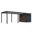 Pergola bioclimatique autoportante motorisée en alu anthracite - lames blanches - 3x6m + abri 6m² - ELMO - Ombrea	