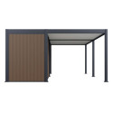 Pergola bioclimatique autoportante motorisée en alu anthracite - lames blanches - 3x6m + abri 6m² - ELMO - Ombrea	