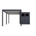 Pergola bioclimatique autoportante motorisée en alu anthracite - lames blanches - 3x6m + abri 6m² - ELMO - Ombrea	