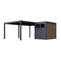 Pergola bioclimatique autoportante motorisée en alu anthracite 4x6m + abri 6m² - ELMO - Ombrea