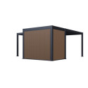 Pergola bioclimatique autoportante motorisée en alu anthracite 4x6m + abri 6m² - ELMO - Ombrea