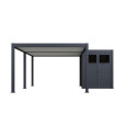 Pergola bioclimatique autoportante motorisée en alu anthracite - lames blanches - 4x6m + abri 6m² - ELMO - Ombrea	