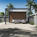 Pergola bioclimatique autoportante motorisée en alu anthracite - lames blanches - 3x4m + abri 8m² - ELMO - Ombrea