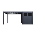 Pergola bioclimatique autoportante motorisée en alu anthracite 4x4m + abri 8m² - ELMO - Ombrea