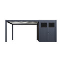 Pergola bioclimatique autoportante motorisée en alu anthracite - lames blanches - 4x4m + abri 8m² - ELMO - Ombrea