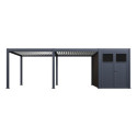 Pergola bioclimatique autoportante motorisée en alu anthracite - lames blanches - 4x6m + abri 8m² - ELMO - Ombrea