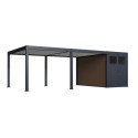 Pergola bioclimatique autoportante motorisée en alu anthracite - lames blanches - 4x6m + abri 8m² - ELMO - Ombrea