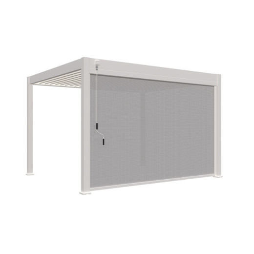 Store latéral motorisé 400cm - blanc - textilène gris pour pergola bioclimatique en alu Ombrea VS